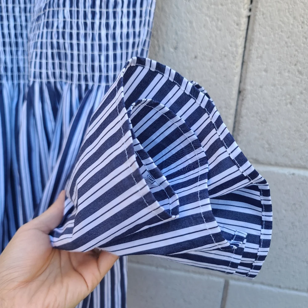 Hill House Home | Cosima Nap Dress In Navy Stripe Size Small - Picture 6 of 7